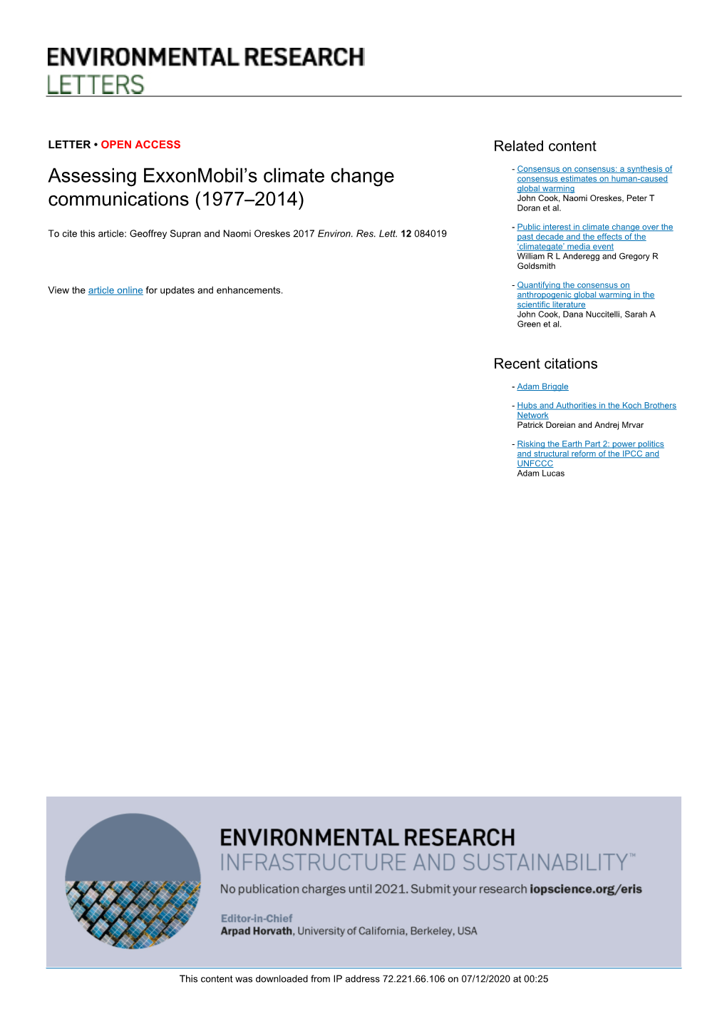 Assessing Exxonmobil's Climate Change Communications