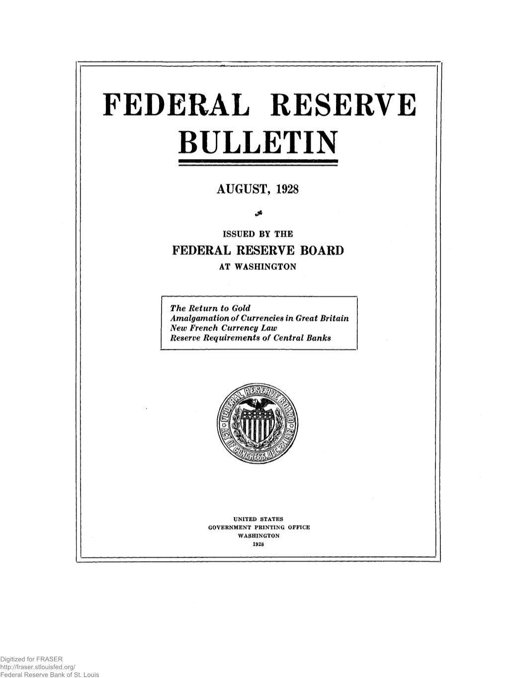 Federal Reserve Bulletin August 1928