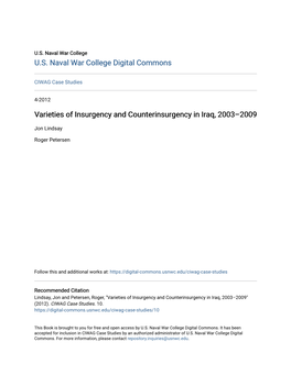 Varieties of Insurgency and Counterinsurgency in Iraq, 2003–2009