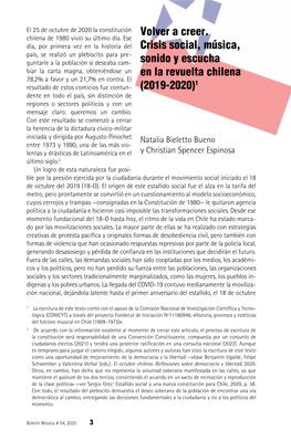 Volver a Creer. Crisis Social, Música, Sonido Y Escucha En La Revuelta