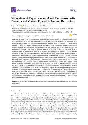 Simulation of Physicochemical and Pharmacokinetic Properties of Vitamin D3 and Its Natural Derivatives