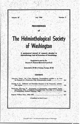 The Helminthological Society of Washington