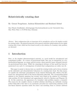 Relativistically Rotating Dust 1 Introduction