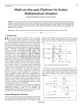 Math-On-The-Web Platform for Arabic Mathematical Notation Mustapha EDDAHIBI, Azzeddine Lazrek, Ali Rachidi
