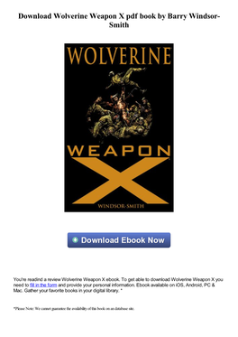 Download Wolverine Weapon X Pdf Ebook by Barry Windsor-Smith
