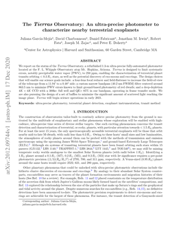 The Tierras Observatory: an Ultra-Precise Photometer to Characterize Nearby Terrestrial Exoplanets