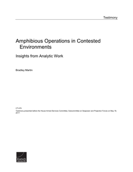 Amphibious Operations in Contested Environments