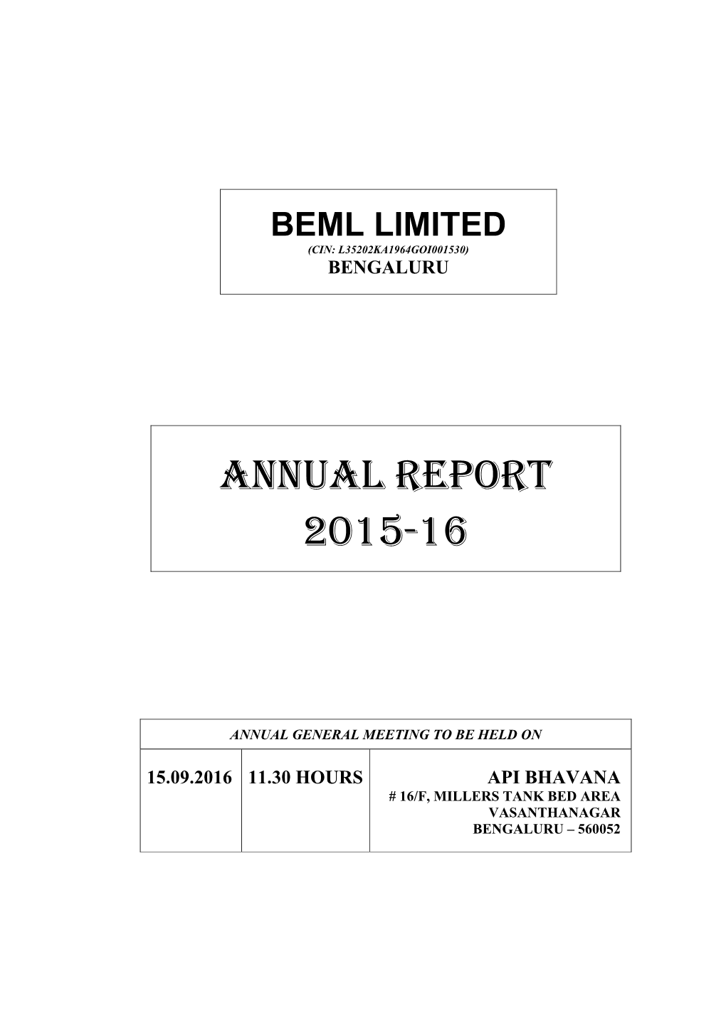 BEML Annual Report 2015 16 THREE Ctp File