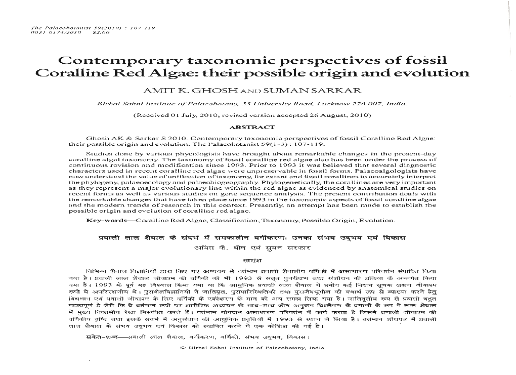 Contemporary Taxonomic Perspectives of Fossil Coralline Red Algae: Their