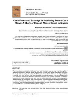 Cash Flows and Earnings in Predicting Future Cash Flows: a Study of Deposit Money Banks in Nigeria