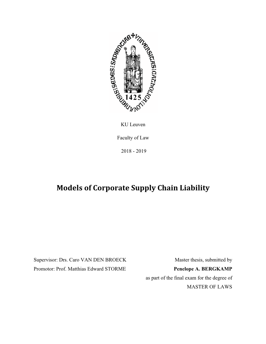 Models of Corporate Supply Chain Liability