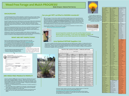 Weed Free Forage and Mulch PROGRESS! Bobbi Simpson, National Park Service 4500 List Cont