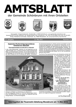 Der Gemeinde Schönbrunn Mit Ihren Ortsteilen