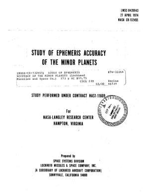 Study of Ephemeris Accuracy of the Minor Planets