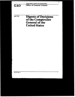 Digests of Decisions of the Comptroller General of the United