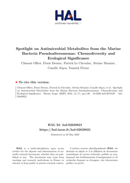 Spotlight on Antimicrobial Metabolites from the Marine