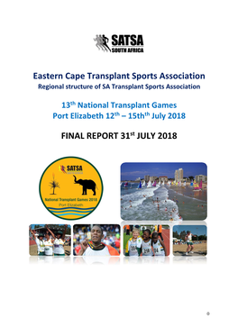13Th National Transplant Games Port Elizabeth 12Th – 15Thth July 2018