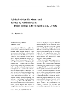 Trojan Horses in the Sociobiology Debate