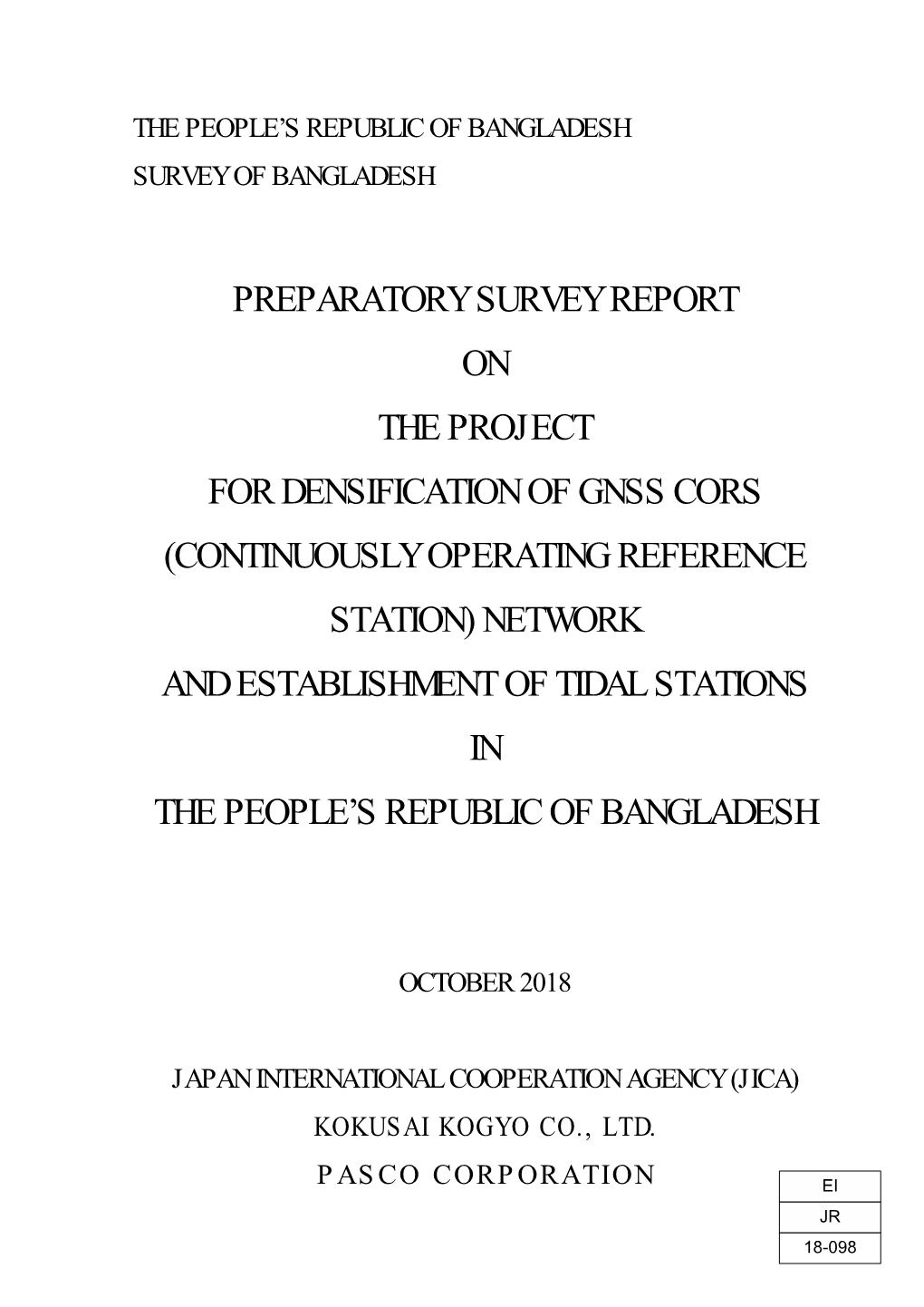 Preparatory Survey Report on the Project For