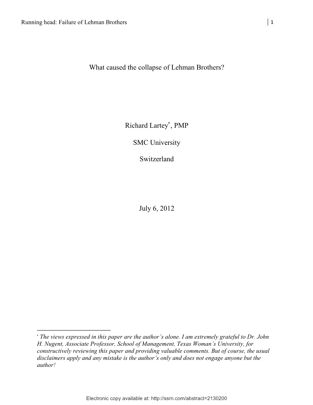 What Caused the Collapse of Lehman Brothers?