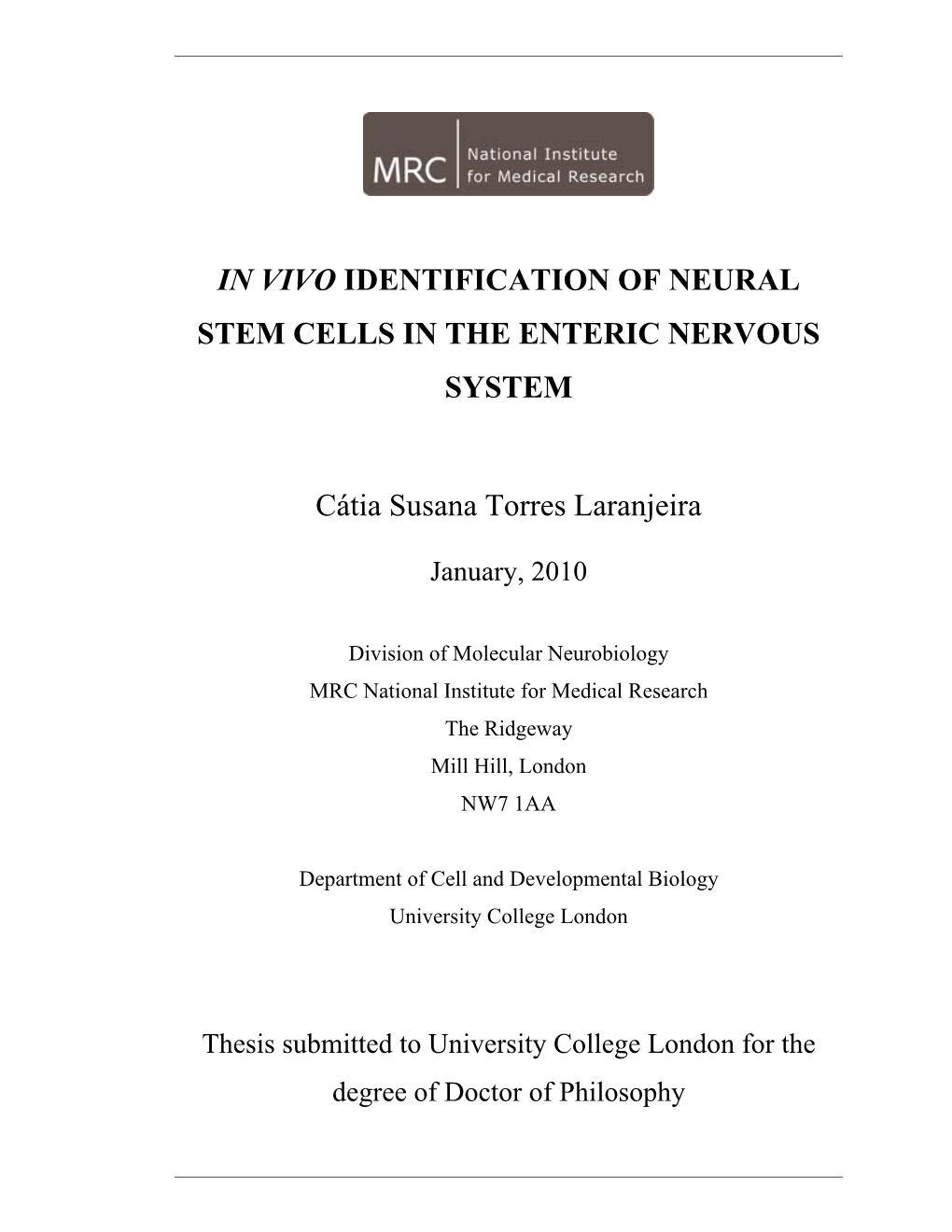 Neurogenesis in the Enteric Nervous System