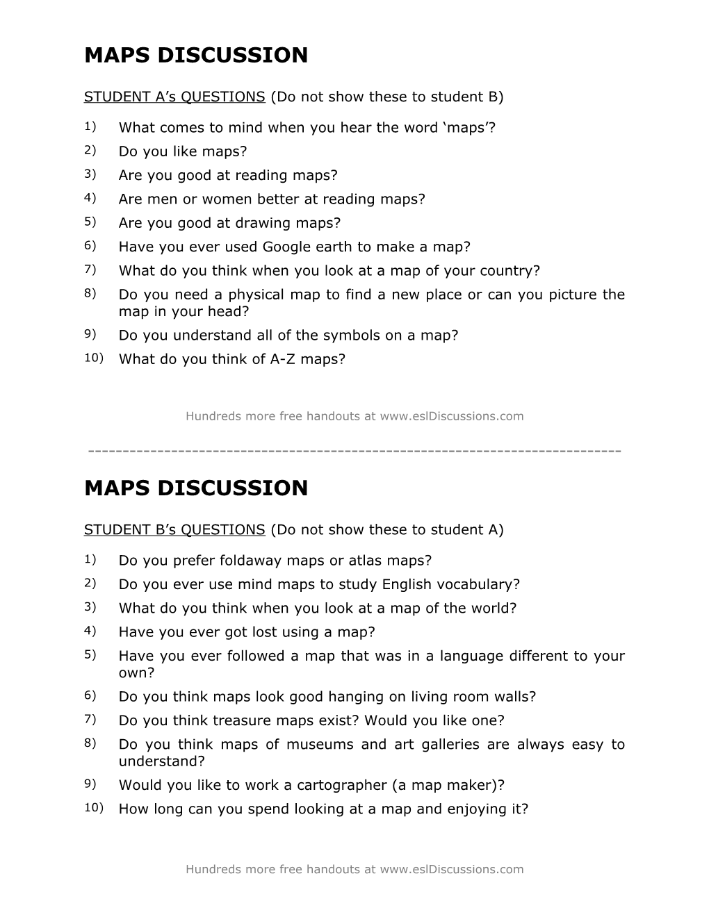 ESL Conversation Lesson On Maps