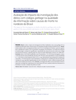 The Impact of the Investigation on Deaths Classified As Garbage Codes on the Quality of the Cause-Of-Death Information in the Northeast Region, Brazil