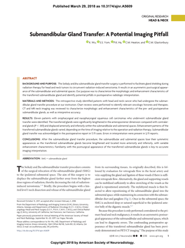 Submandibular Gland Transfer: a Potential Imaging Pitfall