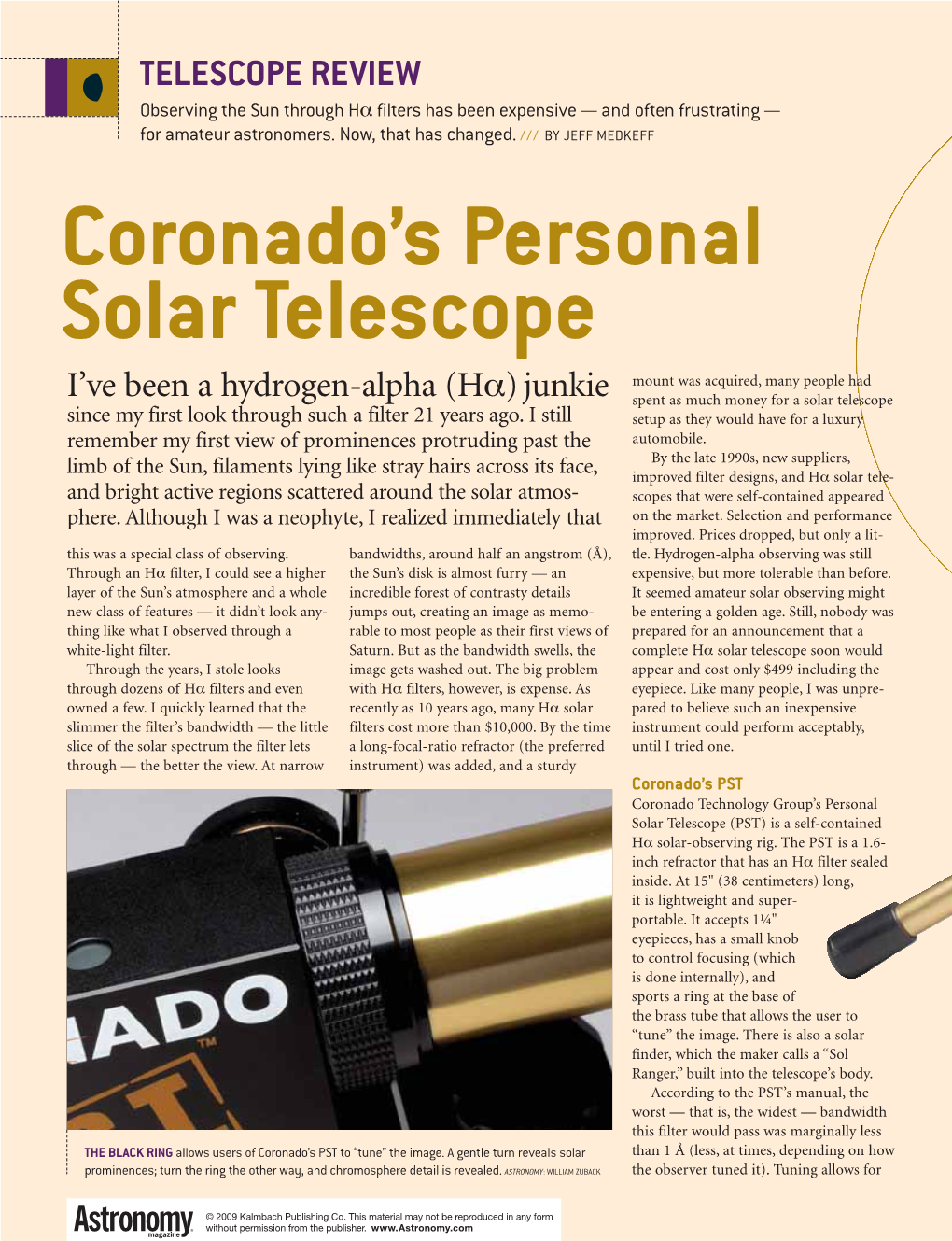 Coronado's Personal Solar Telescope