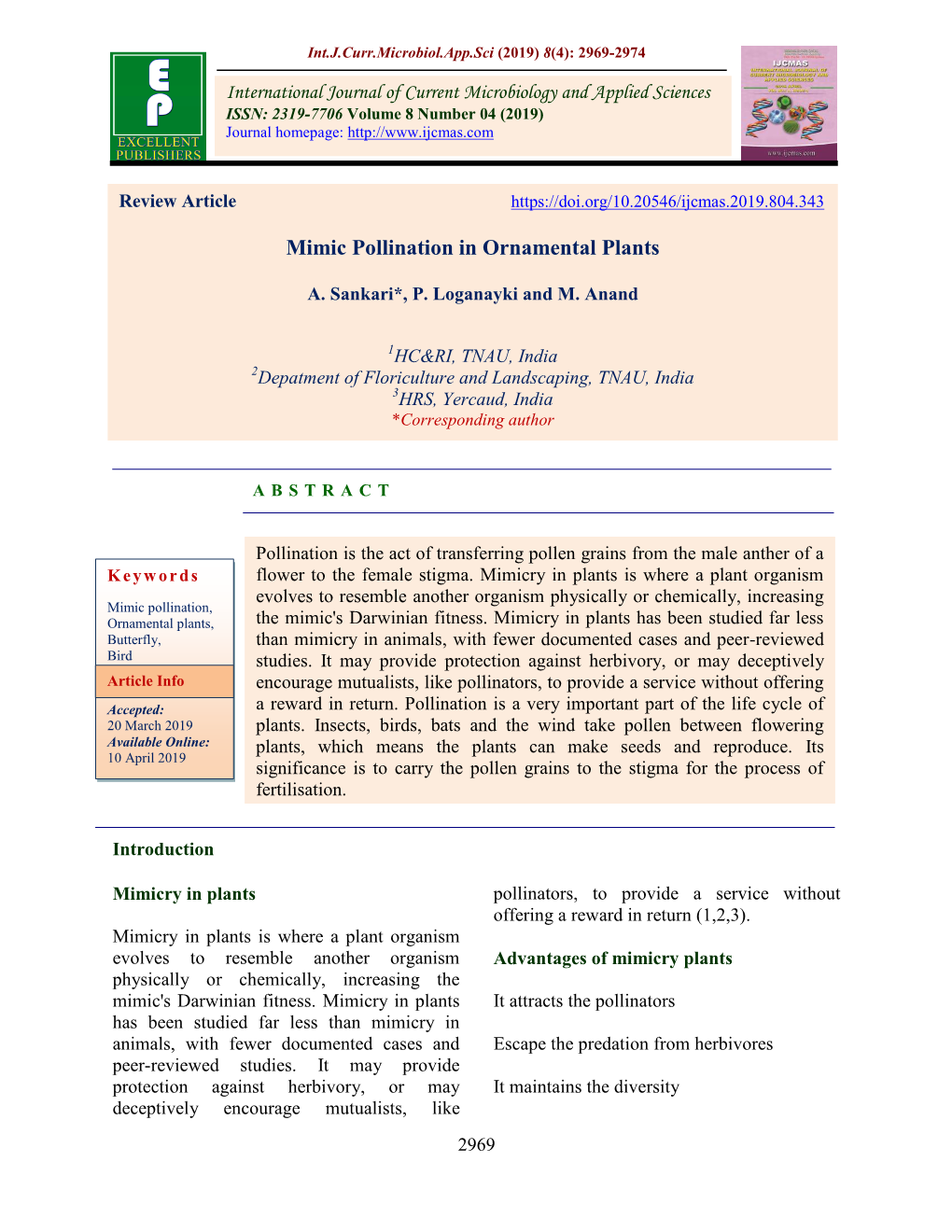 Mimic Pollination in Ornamental Plants