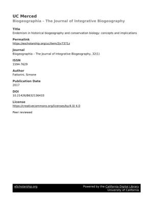UC Merced Biogeographia – the Journal of Integrative Biogeography