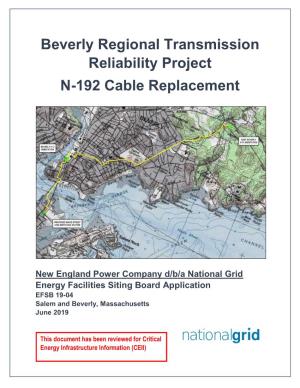 Beverly Regional Transmission Reliability Project N-192 Cable Replacement