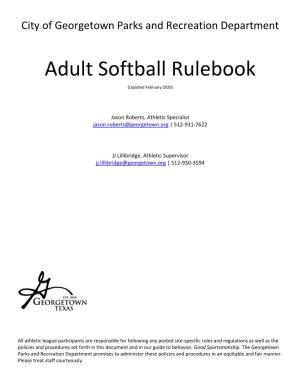 Adult Softball Rulebook (Updated February 2020)