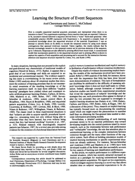 Learning the Structure of Event Sequences Axel Cleeremans and James L