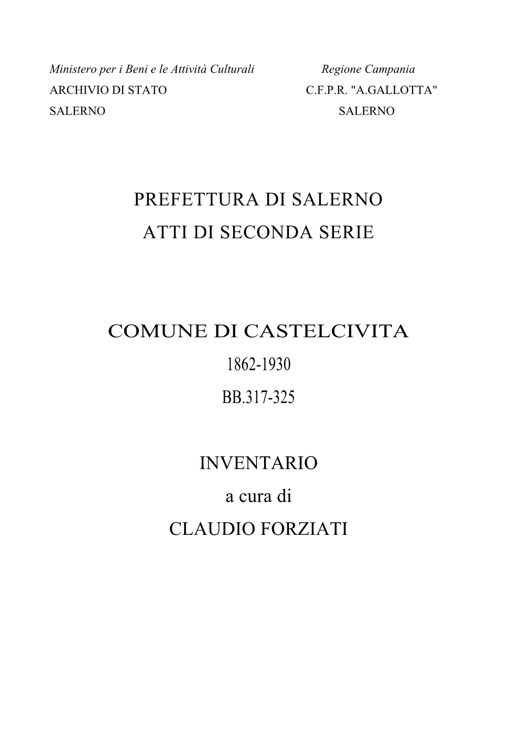 Castelcivita 1862-1930 Bb.317-325