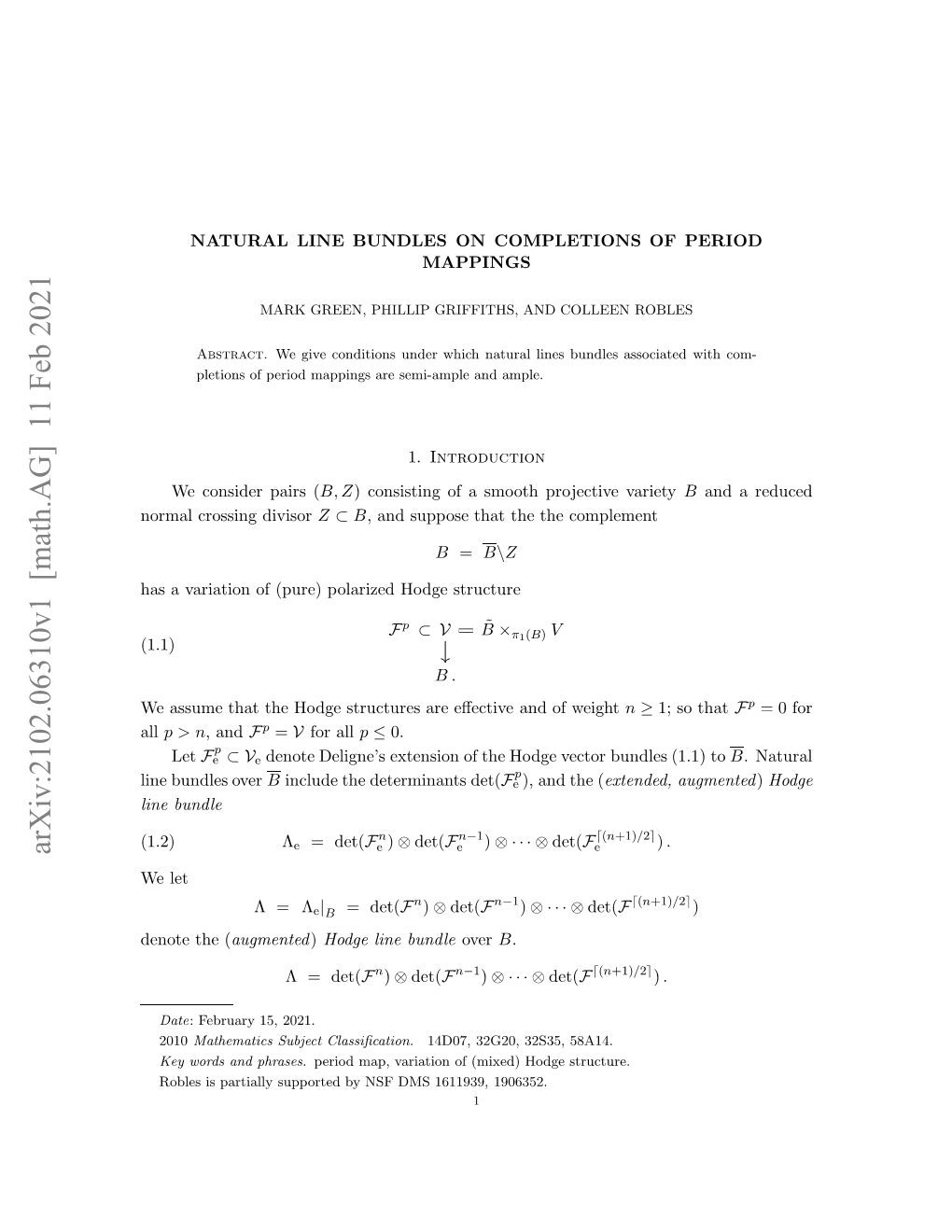 Arxiv:2102.06310V1 [Math.AG]