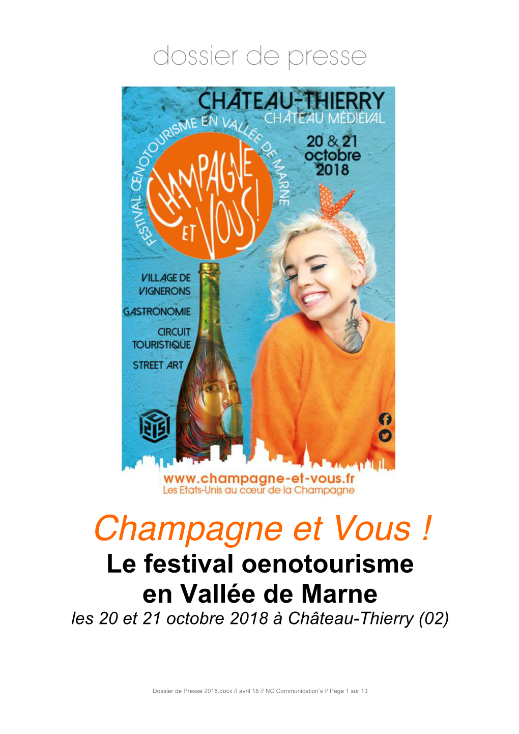 Champagne Et Vous ! Le Festival Oenotourisme En Vallée De Marne Les 20 Et 21 Octobre 2018 À Château-Thierry (02)