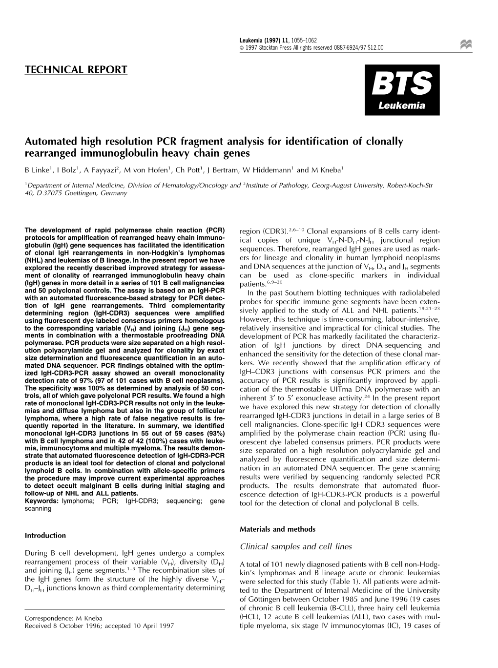 Automated High Resolution PCR Fragment Analysis for Identification