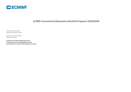 ECMWF Conventional Observation Blacklist Proposal: 2020042500