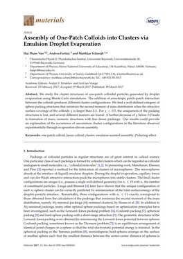 Assembly of One-Patch Colloids Into Clusters Via Emulsion Droplet Evaporation