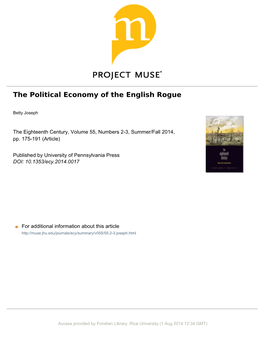 The Political Economy of the English Rogue