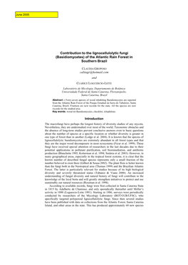 Contribution to the Lignocellulolytic Fungi (Basidiomycetes) of the Atlantic Rain Forest in Southern Brazil