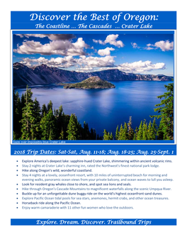 Discover the Best of Oregon: the Coastline … the Cascades … Crater Lake