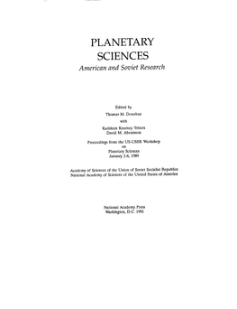 PLANETARY SCIENCES American and Soviet Research