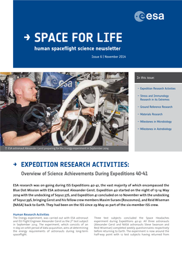 SPACE for LIFE Human Spaceflight Science Newsletter