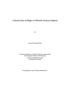 Cultural Uses of Magic in Fifteenth-Century England