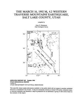 The March 16 1992 Magnitude 4.2 Western Traverse Mountains