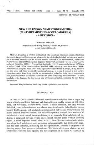 New and Known Nemertodermatida (Platyhelminthes-Acoelomorpha)