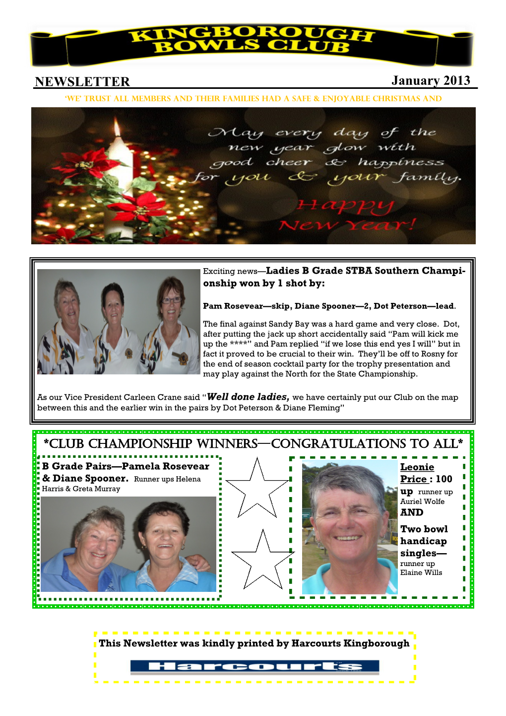 January 2013 NEWSLETTER