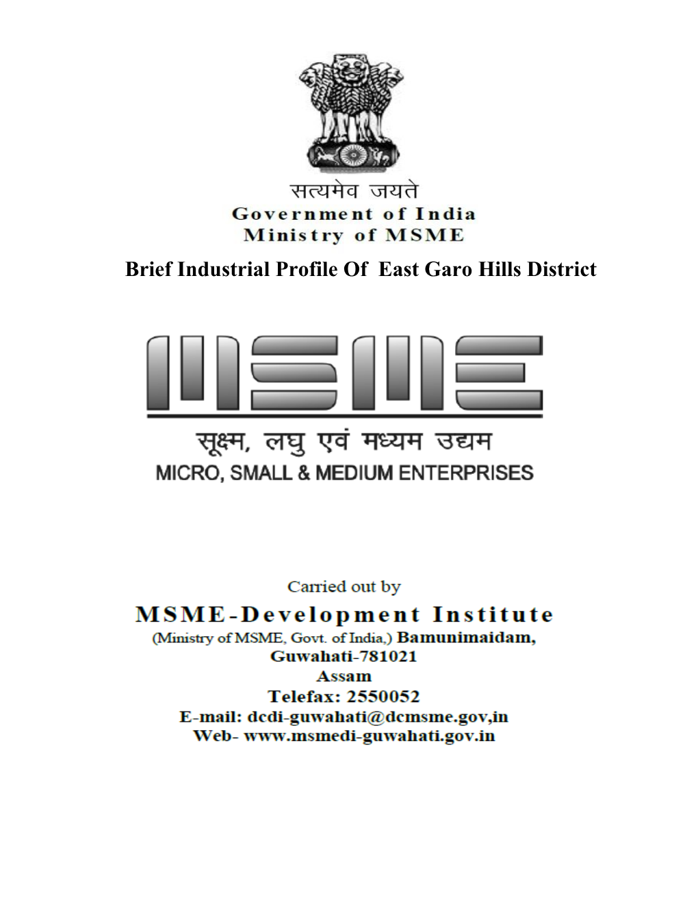 Brief Industrial Profile of East Garo Hills District